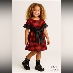 Kids Red and Black Checkered Dress